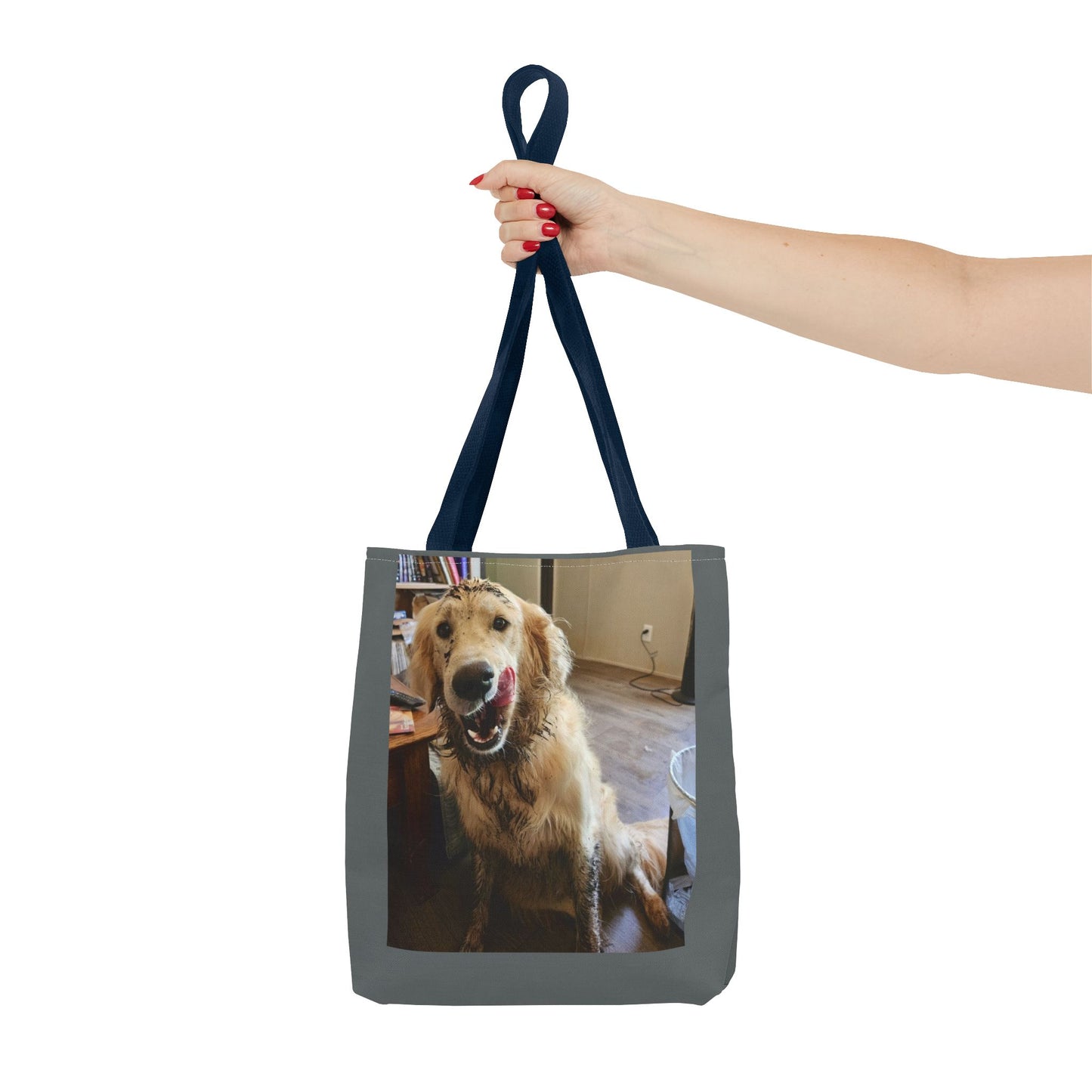 Golden Retriever Photo Tote Bag — Smiling Dog All-Over Print Tote