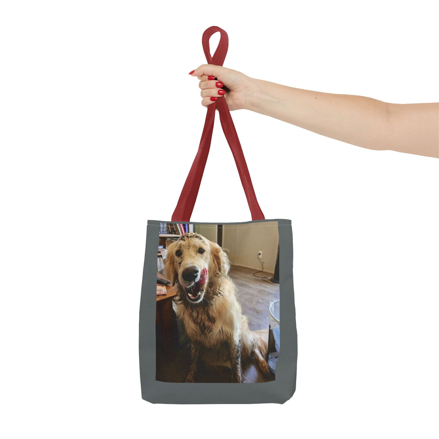 Golden Retriever Photo Tote Bag — Smiling Dog All-Over Print Tote
