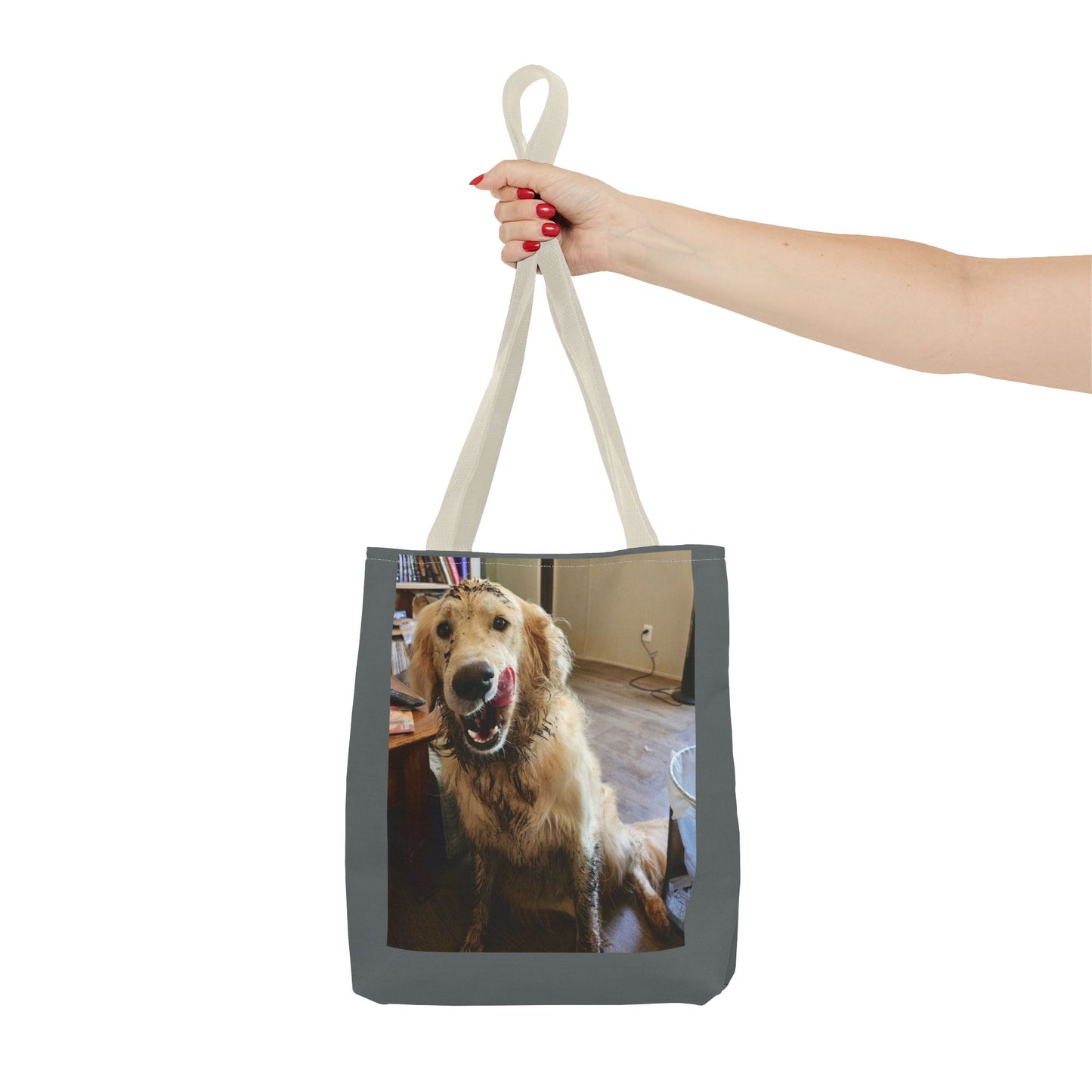 Golden Retriever Photo Tote Bag — Smiling Dog All-Over Print Tote