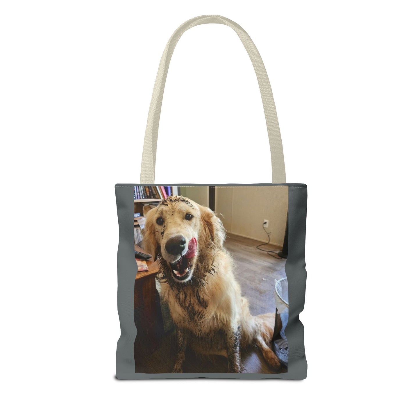 Golden Retriever Photo Tote Bag — Smiling Dog All-Over Print Tote