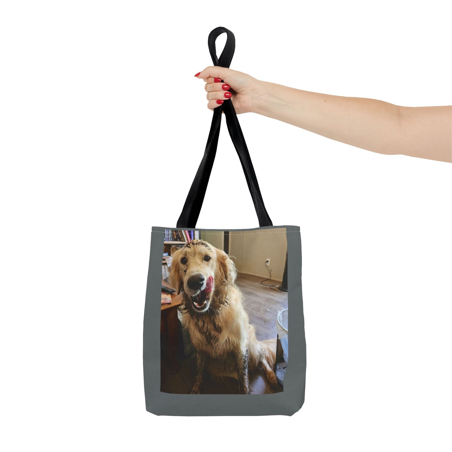 Golden Retriever Photo Tote Bag — Smiling Dog All-Over Print Tote